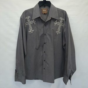 Roar Shirt Mens Extra Large Multicolor Long Sleeve Cotton Shirt Embroidered